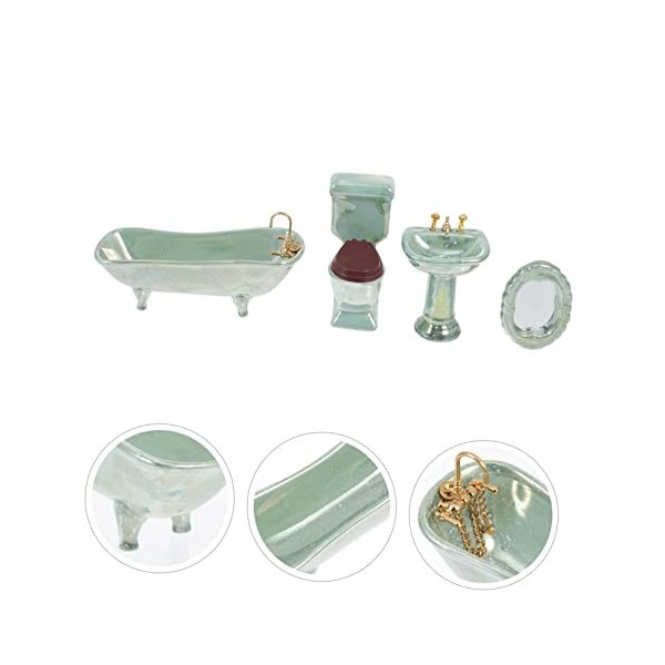 4 Ensembles De Supports De Nécessités De Bain Ornements Baignoire De Poupée Mini Accessoires pour Poupées Salle De Bain 1 12 