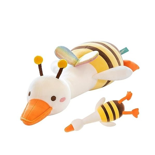 Aizuoni Jouet Canard Abeille | Coussin de Canard Blanc poupée dabeille Douce,Oreiller décoratif de Canard de Coussin dornem