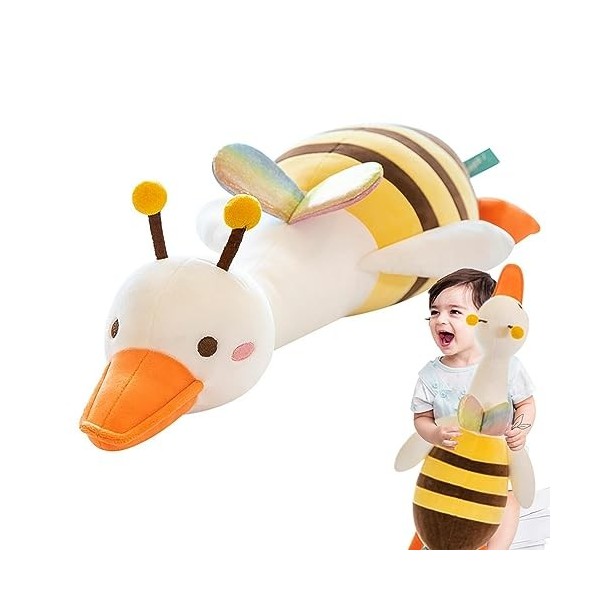 Aizuoni Jouet Canard Abeille | Coussin de Canard Blanc poupée dabeille Douce,Oreiller décoratif de Canard de Coussin dornem