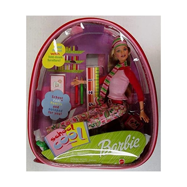 Barbie School Poupée cool avec sac à dos en plastique Sac fourre-tout 2000 