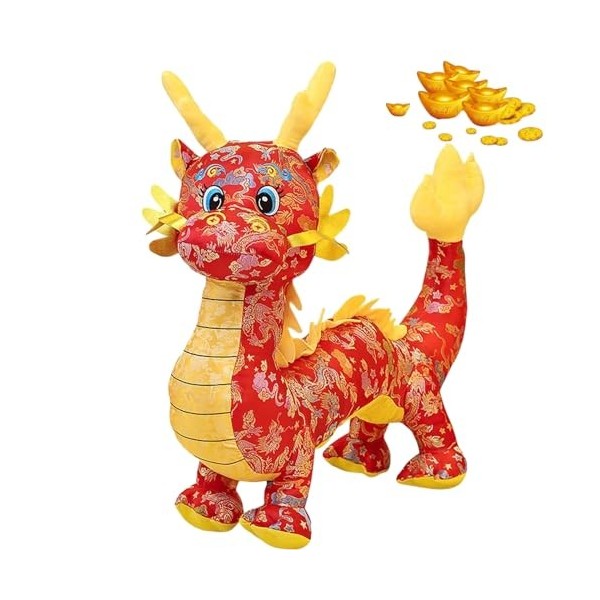 XCDHBEST Poupée en Peluche Dragon Chinois, Poupée en Peluche Dragon du Nouvel an Chinois, 2024 Année du Dragon en Peluche, Jo