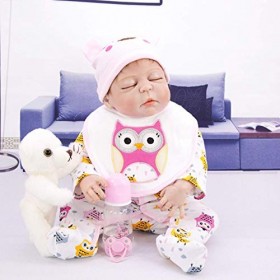 Reborn Bébé Poupées Fille 23 Pouces 55 Cm Dormir Nouveau-Né Poupée Silicone Corps Complet Réaliste À La Main Garçons Et Fille