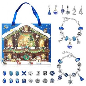 Aoreun Calendrier de lAvent 2023 Enfant Fille, 24 Jours DIY Calendrier de lavent Bracelet Kit de Fabrication de Bracelets a