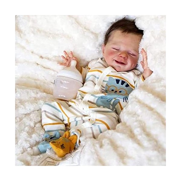 Silicone Full Body Reborn Toddler Dolls Smile Sleeping Boy/Girl Reborn Baby Dolls 19inch Nouveau-né Poupées Baby Dolls Qui On