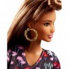 Barbie Fashionistas poupée mannequin 73 aux cheveux châtains avec combishort fleurie et boucles doreilles dorées, jouet pou