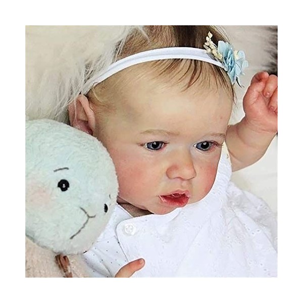 Reborn Baby Dolls Fille 23 Pouces 58 Cm Fait À La Main en Vinyle Silicone Vie comme Poupée Nouveau-Né Réaliste À La Recherche