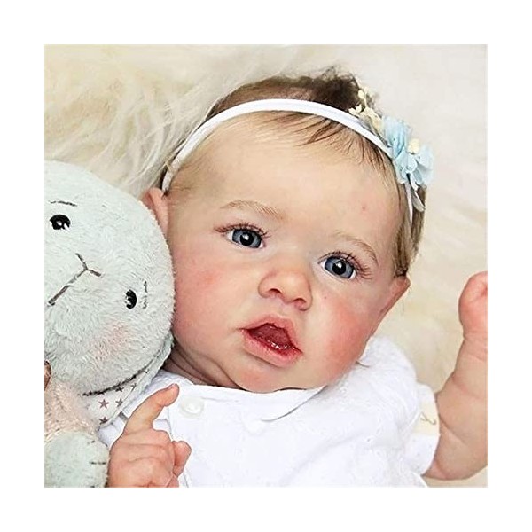 Reborn Baby Dolls Fille 23 Pouces 58 Cm Fait À La Main en Vinyle Silicone Vie comme Poupée Nouveau-Né Réaliste À La Recherche