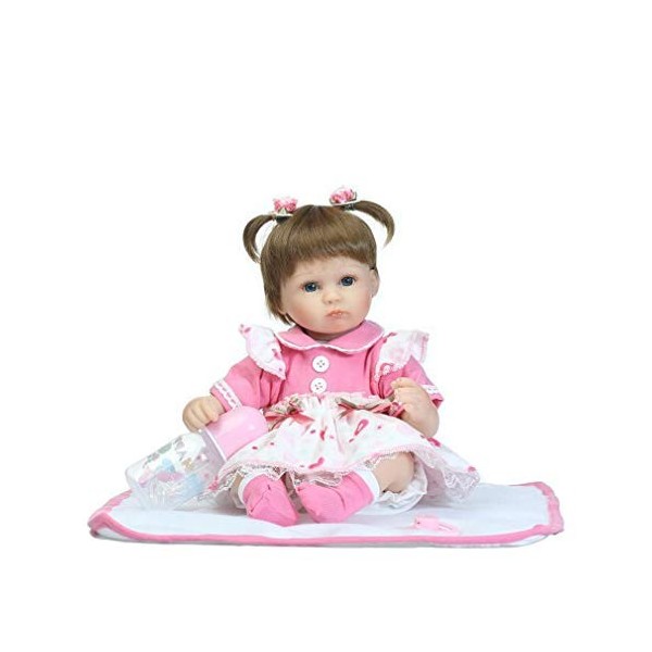 16 Pouces 40 CM Reborn Baby Doll, Full Body en Silicone Souple en Vinyle Reborn Filles Poupées Lifelike Main Nurturing Poupée