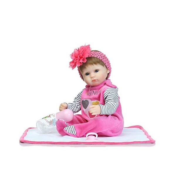 16 Pouces 40 CM Reborn Baby Doll, Full Body en Silicone Souple en Vinyle Reborn Filles Poupées Lifelike Main Nurturing Poupée