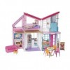 Barbie Maison Malibu 2-En-1, Maison De Poupée Barbie À 2 Étages Avec 6 Pièces Transformable, Plus De 25 Accessoires Pour Poup