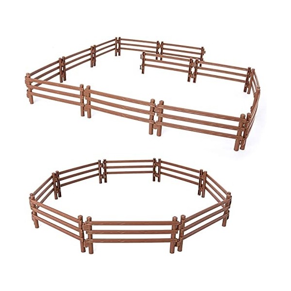 HIQE-FL Horse Corral Playset,Clôture Jouet,Mini Jouet Clôture Ferme,Accessoires DIY,Clôture en Plastique,Clôture pour Animaux