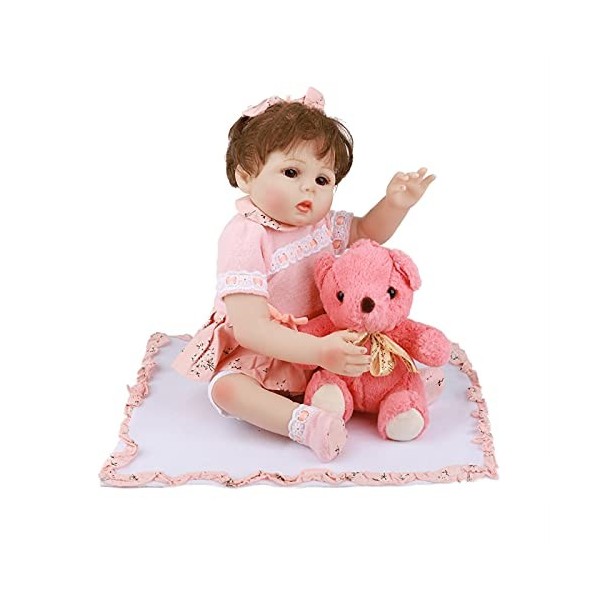 YANRU Bebe Reborn Realiste Silicone, 18 Pouces Bebe Reborn, avec 1 X TéTine RéAliste PoupéE Reborn, Cadeau danniversaire pou