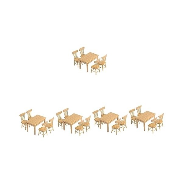 ibasenice 5 Ensembles Table Et Chaises De Maison De Poupée Meubles De Salle À Manger en Bois Meubles Miniatures De Maison De 