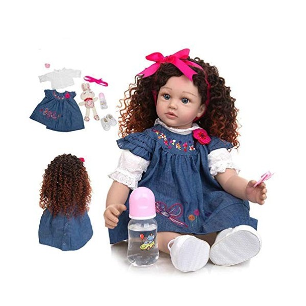 24" 60cm Réaliste Reborn Princesse Bébé Poupées avec Cheveux Longs Réaliste Vinyle Silicone Toddler Doux Fille Poupées À La M