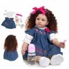 24" 60cm Réaliste Reborn Princesse Bébé Poupées avec Cheveux Longs Réaliste Vinyle Silicone Toddler Doux Fille Poupées À La M