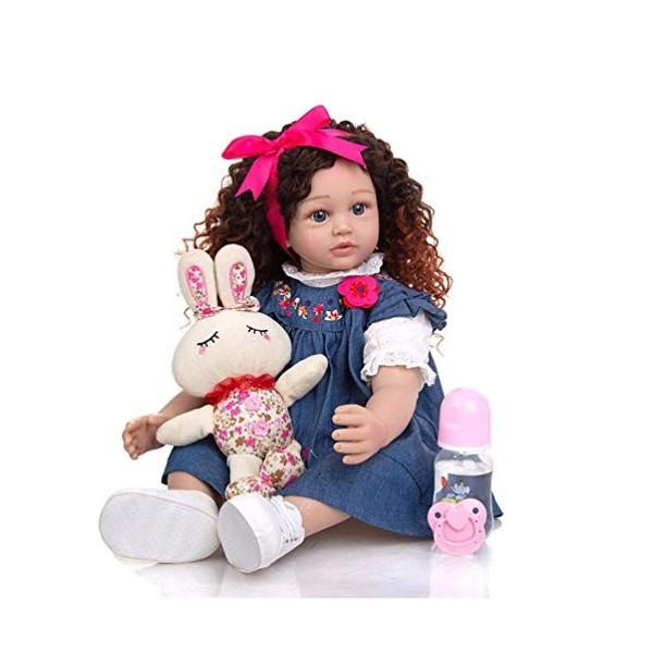 24" 60cm Réaliste Reborn Princesse Bébé Poupées avec Cheveux Longs Réaliste Vinyle Silicone Toddler Doux Fille Poupées À La M