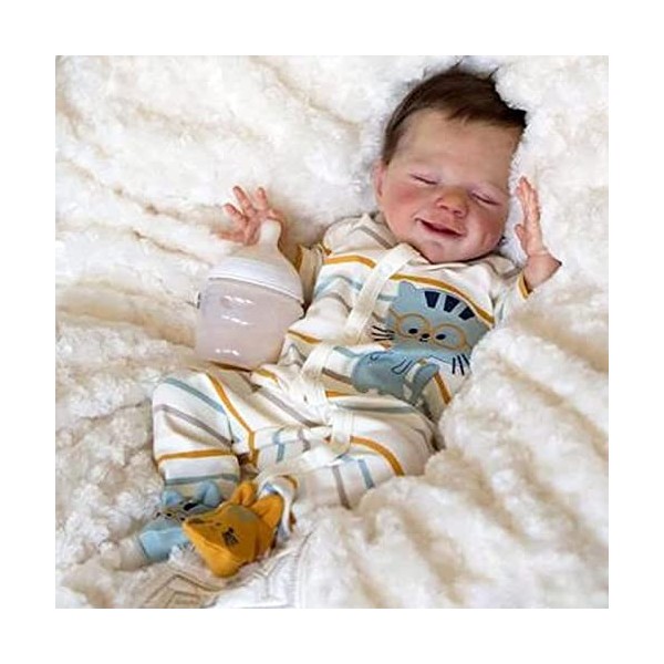 19in Silicone Full Body Sleeping Reborn Baby Doll Garçon/Fille Réaliste Sourire Nouveau-né Poupée Enfants Jouet Cadeau danni