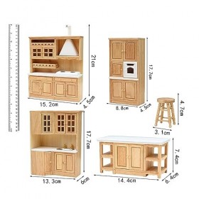 perfk Ensemble de Meubles de Cuisine pour Maison de Poupée, Comptoir Dévier pour Cuisine, Maison de Poupée Diorama