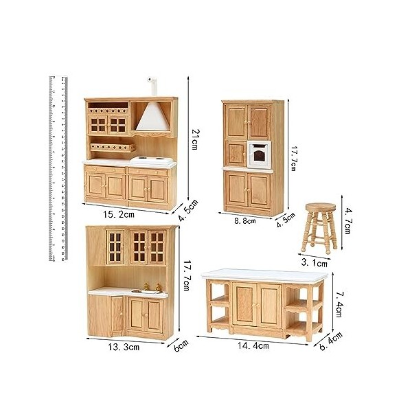 perfk Ensemble de Meubles de Cuisine pour Maison de Poupée, Comptoir Dévier pour Cuisine, Maison de Poupée Diorama