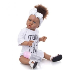 Poupée Reborn Black Girl, Poupée De Naissance Réaliste De 23 Pouces avec Corps Complet Et Membres en Silicone pour Les 3 Ans 