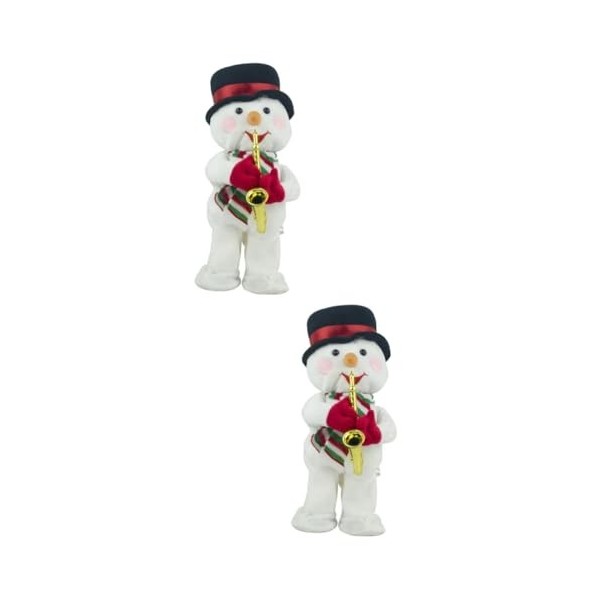 ibasenice 2 Pièces Bonhomme De Neige Électrique Dansant Le Père Noël Dansant Noël Bonhomme De Neige Animé en Peluche Jouet Fa