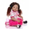 ERNZI Reborn Baby Dolls Black Poupée Réaliste Afro-Américaine pour Nouveau-Né De 23 Pouces Cadeau danniversaire Et Accessoir