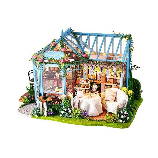 Fsolis Kit de maison de poupée miniature à faire soi-même,kit de maison miniature housse anti-poussière Kit de maison miniatu