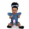 22 inch Black Reborn Baby Doll Poupées Enfant Reborn Poupée en Vinyle Souple, en Silicone, Imperméable À leau, pour Nouveau-