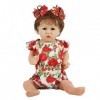 Poupées Reborn Filles avec Ensemble De Roses Rouges 22 Pouce/58 Cm Reborn Enfant Bébé Poupée Fille Vraie Vie Nouveau-Né Bébés