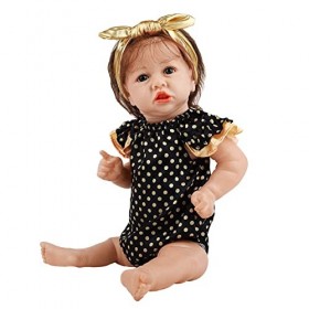 Poupées Reborn Fille avec Jupe 22 Pouces Réaliste Bébé Poupées Fille Réaliste Fait À La Main en Vinyle Souple Silicone Reborn