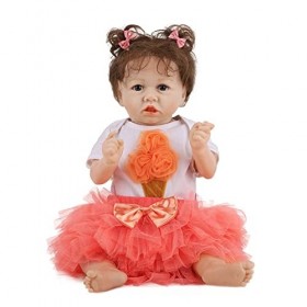 Poupées Reborn Fille 58 Cm 22" Réaliste Reborn Bébés Look Vraie Fille Souple Silicone Vinyle Enfant Réaliste Aspect Réaliste 