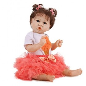 Poupées Reborn Fille 58 Cm 22" Réaliste Reborn Bébés Look Vraie Fille Souple Silicone Vinyle Enfant Réaliste Aspect Réaliste 