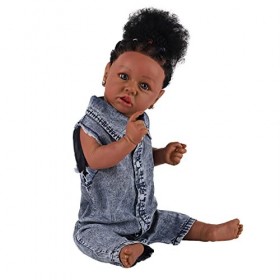 Poupée De Bain en Silicone Et Vinyle pour Bébé Fille, 22 Pouces, 58Cm, Imperméable, Peau Foncée, Jouet pour Enfant, Cadeau