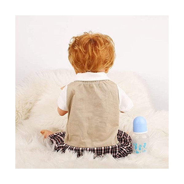 Poupée Reborn Beau Garçon 58Cm, Corps Complet en Silicone, 22 Pouces, Bébé Nouveau-Né avec Cheveux Blonds Bouclés, Cadeau pou