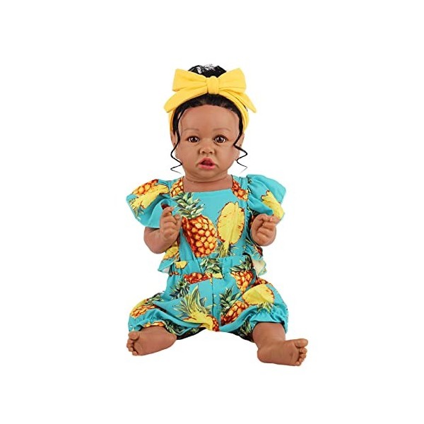 Fille Reborn Poupée Bébé Jouer Poupées Mignon Peau Foncée 58Cm Vinyle Silicone Bébé Jouet Réaliste Mode Jouet pour Enfants Ca