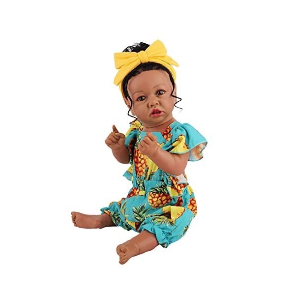 Fille Reborn Poupée Bébé Jouer Poupées Mignon Peau Foncée 58Cm Vinyle Silicone Bébé Jouet Réaliste Mode Jouet pour Enfants Ca