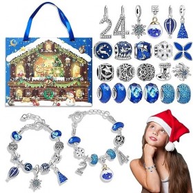 LIAMERHE Calendrier de lAvent 2023 Filles Enfant Calendrier de Noël Bracelet Bijoux Fille 4-12 Ans Charms Bracelet Kit Fabri