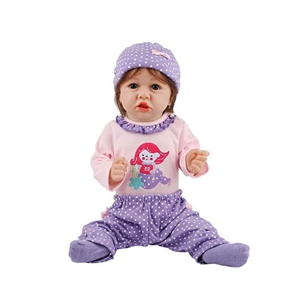 Poupée Bébé Fille Réaliste Reborn avec Costume Violet, 58 Cm, 22 Pouces, Vinyle en Silicone Souple, Nouveau-Né Filles, Jouets