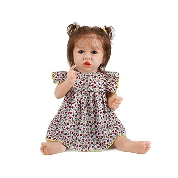 Reborn Bébé Poupées Fille 58 Cm Silicone Souple/Tissu Nouveau-Né Enfant Jouet Vraie Vie comme pour Les Enfants, Silicone pour