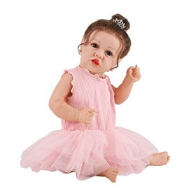Real Life 22 Pouces Reborn Poupées Fille Réaliste À La Main en Silicone Souple Vinyle Réel À La Recherche Rose Nouveau-Né Reb