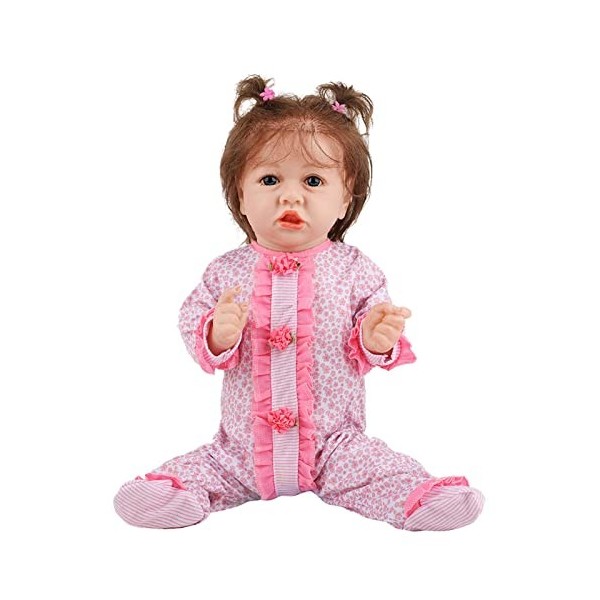 Reborn Baby Dolls Fille 22 Pouces Réaliste Mignon Réaliste Silicone Yeux Ouverts Filles Poupée Enfant en Bas Âge Enfants Cade