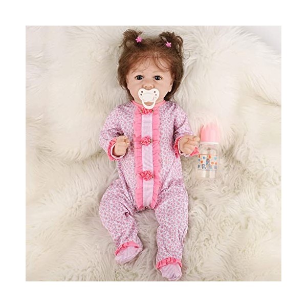 Reborn Baby Dolls Fille 22 Pouces Réaliste Mignon Réaliste Silicone Yeux Ouverts Filles Poupée Enfant en Bas Âge Enfants Cade