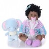 22Inch 55Cm Reborn Baby Dolls Poupée en Silicone À laspect Réaliste pour Nouveau-Né, Poupée Princesse À La Peau Noire, Poupé