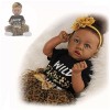 Poupées Reborn Noires, 22 Pouces, bébé garçon réaliste en Silicone Souple, Vinyle réaliste, Nouveau-né Fille avec Les Yeux fe