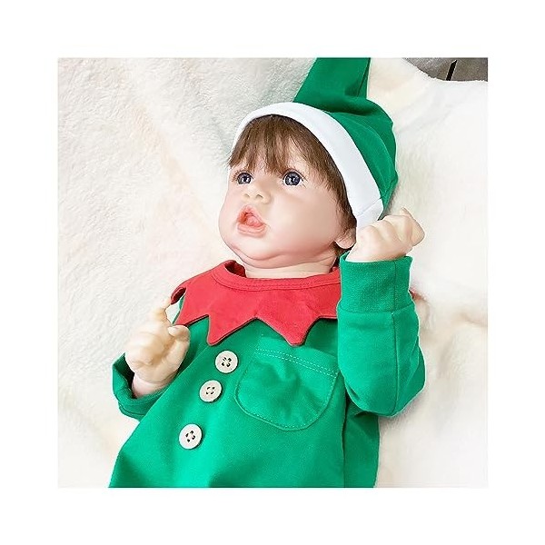 Poupées Reborn Noires, 22 Pouces, bébé garçon réaliste en Silicone Souple, Vinyle réaliste, Nouveau-né Fille avec Les Yeux fe