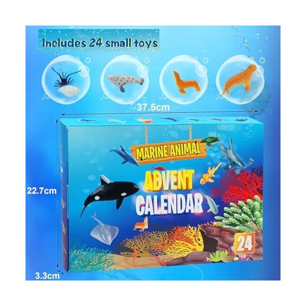 Calendrier de lAvent 2023 - Animaux - 24 animaux marins - Jouet pour enfants - Calendrier de lAvent - Jouet de calendrier d