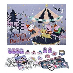 Undercover PIPE8025 Peppa Pig Calendrier de lAvent pour enfants, multicolore, env. 45 x 32 x 3 cm