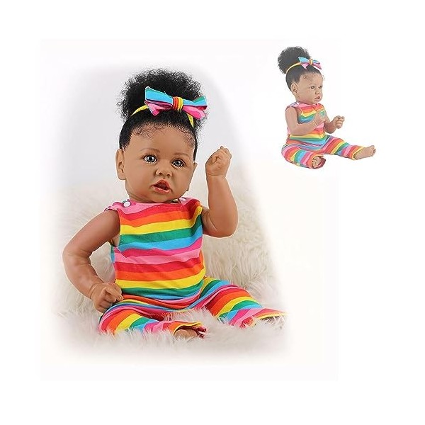 Poupées, Douche étanche de 22 Pouces, Nouveau-né en Silicone, réel comme Peut lêtre bébé Vivant, Cadeaux pour Enfants de 3 A