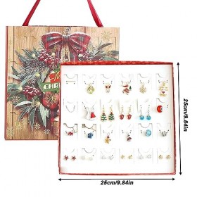 Bijoux Calendrier de lAvent 2023 24 Pcs Calendrier de lAvent pour les filles 2022 avec collier anneaux boucles doreilles C