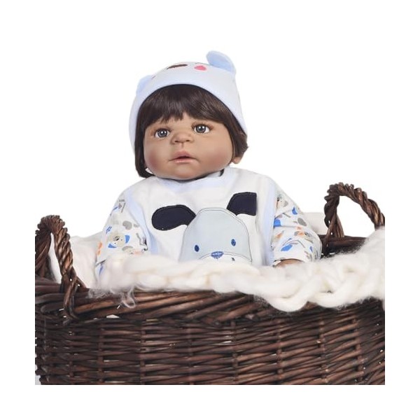 Poupées, 22 Pouces 55 cm réaliste Reborn bébé garçon en Silicone Souple Vinyle réaliste, poupée Douce Nouveau-né Jouets pour 